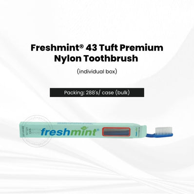 FreshMint 43 Tuft Premium Nylon Toothbrush (individual box) 288's units/cs