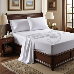SÁBANAS AJUSTABLES TC-180 Tejido de percal de fabricación estadounidense BLANCO para camas de hospitalidad Embalaje 24/caja Thomaston Mills
