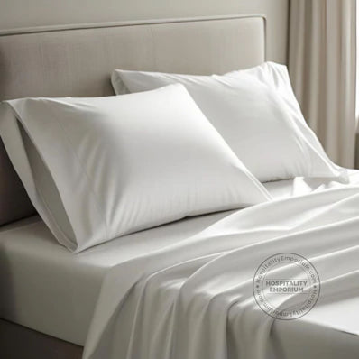 TC-200 FLAT SHEETS Percale Fabric White FULL size Hospitality Beds  Thomaston Mills