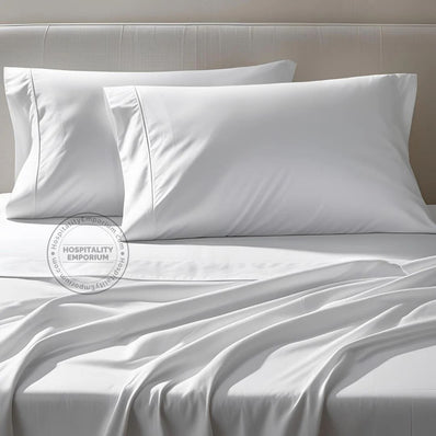 TC-200 FLAT SHEETS Percale Fabric White KING size Hospitality Beds  Thomaston Mills