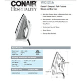 Plancha a vapor y seca compacta de funciones completas de Conair, paquete de 6