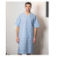 Premium Patient Gowns Printed Fabric with BackTies 4.2oz Twill Poplin 65/35 Poly/Cotton Color BLUE Print 6's/ Pack