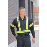 Work Shirt Poly/Cotton with 2â€ Reflective Tape, Short Sleeves, 2 Pockets, Snap Closures Color  Navy Available sizes XS-XL  (Sold as 3's/ Pack)