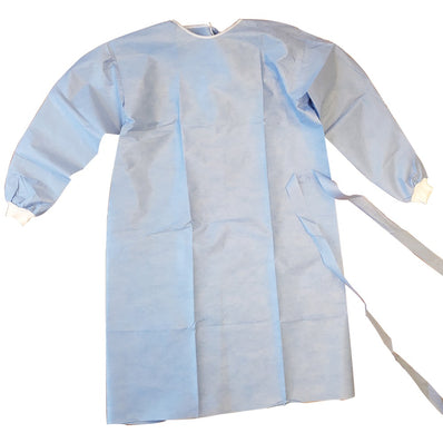 ISOLATION Gown Disposable Knit Cuffs Fabric Non-Wovem 45GSM Color Blue