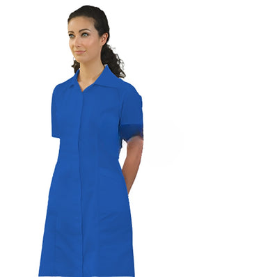 PREM. PRINCESS LINE DRESS Snap Closure Short Sleeve/Long Sleeve 2 Pockets Color White or Royal Blue sizes XS-L