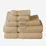 BEIGE Premium Hand Towel Dobby Border 100% Cotton Ring Spun 16x30" #4.50 lbs/ dz