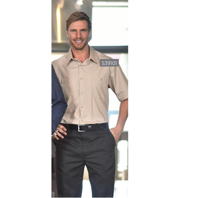 Work Shirt Banded Collar Short Sleeve Button Closures 2 Pcokets MULTICOLOR Available sizes XS-XL (Sold as 6's/ Pack)
