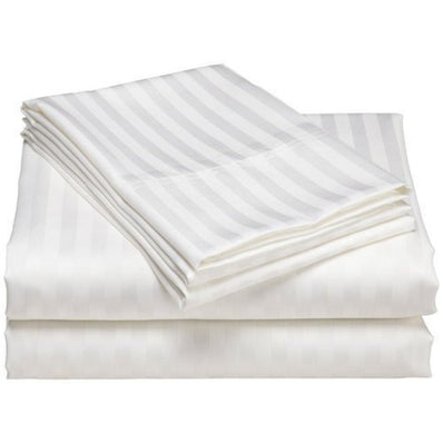 T-260 Luxury Percale Cotton-Poly Fitted Sheets TWIN 39"x80"x15" color: White 1cm striped 3/Pack