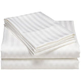 Sábanas ajustables de algodón y poliéster de percal de lujo T-260 TWIN de 39" x 80" x 15" color: blanco, 1 cm, a rayas, paquete de 3