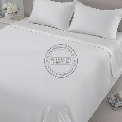 TC-300 FLAT SHEETS 100% Combed Cotton Preshrunk PLAIN WHITE QUEEN size 60 x 80 x 15"  Thomaston Mills