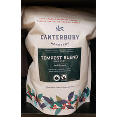 Café tostado oscuro orgánico de comercio justo Tempest Blend de Canterbury Roastery, 1 kg, 2 unidades por caja