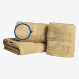 BEIGE Economy Face Towel Cam Border Cotton-Poly Blend 12x12" #1.0 lbs/ dz