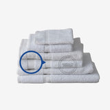 WHITE Economy Bath Towel Cam Border Cotton-Poly Blend 24x50" #10.5 lbs/ dz