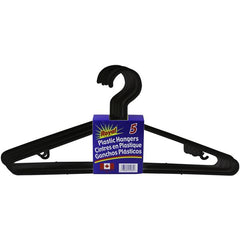 Plastic Hangers BLACK thick and commercial grade "Royal" 5-Count 16/ Pack (80 units)