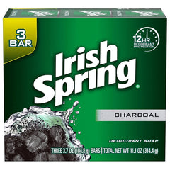 IRISH SPRING Bar Soap 3count 104.8g Pure Fresh Charcoal