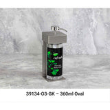 SOLera Liquid Dispenser Bracket color Satin Silver with 1-Chamber 360mL Oval Bottle & Pump with Gingko Labels 