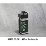 SOLera Liquid Dispenser Bracket color Black with 1-Chamber 440mL Rectangular Bottle & Pump with Gingko Labels 