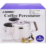 Coffee Percolator in Stainless Steel Gift Box 6 Cup