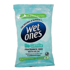 WET Ones Wipes 12 Count Antiba Counterial Unscented +aloe