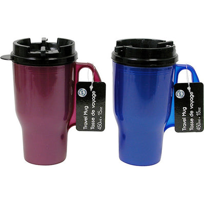 Plastic Travel Mug with Lid Sie 450ml Color Red/Blue