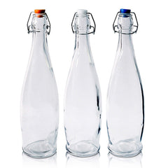 Bottle Glass with Stopper 1L Dimension 13"x3" Color Blue/White/Orange