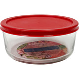 Round Glass Food Container 700ml Dimension 5.9"x2.5" Color Red