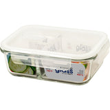 Oven Safe Glass Container with Seal & 2 Dividers Dimension 8"x6.10"x2.9" Color White