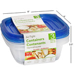 Square Plastic Container 3Pk Size 520ml