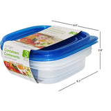 Square Plastic Container 3Pk Size 735ml