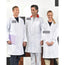Long Coat, Domes, 1 Inside Left Chest Pocket, Knit Cuffs, 100% Spun Poly Color WHITE Available sizes XS-XL (Sold as 6's/ Pack)