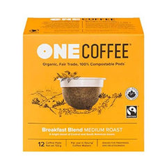 OneCoffee Breakfast Blend Medium Roast K-Cups Pods Coffee Certified Organic Fair Trade Packing 