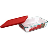 Pyrex Rectangular Storage Dish w/Lid 3.5 Cups Dimension 7.1"x5.1"x1.6" Color Red