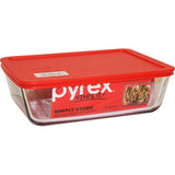 Pyrex Rectangular Storage Dish w/Lid 11 Cup Dimension 9.2"x7.4"x2.7" Color Red