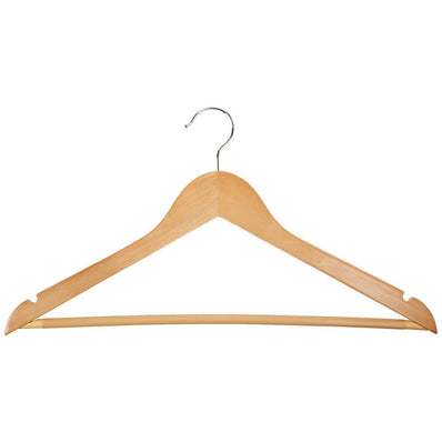 Wooden Finish Suit Hangers with wooden bar Hotel guest closets 20's Pack