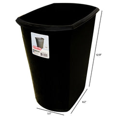 Open Waste Basket Size 13 Gallons Dimensions 12"x8"x5" Color Black