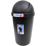 Swing Top Waste Basket Size 12Qt Dimensions 9"x18" Color Black