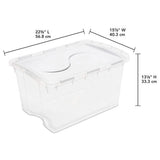 Hinged Lid Storage Tote 48Qt Dimensions 23"x16"x14"