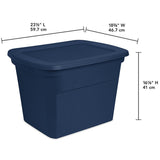 Tote Box Size 18 Gallon Dimension 24"x19"x17" Color Marine Blue