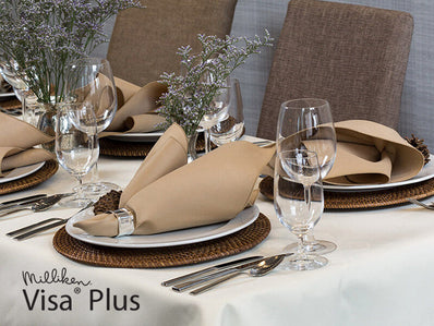 Table Cloth 90"x90"Fabric 6 oz. 100% Polyester Filament Milliken USA "Visa Plus" color WHITE