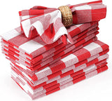 Napkins 21"x21"Fabric  6.0 oz. 100% Textured Polyester Filament "Visa Check" color RED pattern 60/ Pack