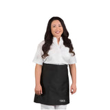 Premium Short Bistro Apron 36"W X 20"L Fabric Twill 7.25oz 65/35 Poly/Cotton design 2 Pockets colors BLACK / WHITE