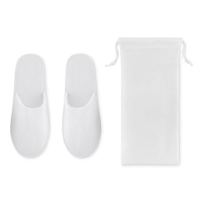 Premium Plush Fleece Closed Toe Indoor Slippers in Ind. Reusable Non-Woven Bags Unisex Sole size 11" White Packing