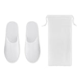 Premium Plush Fleece Closed Toe Indoor Slippers in Ind. Reusable Non-Woven Bags Unisex Sole size 11" White Packing