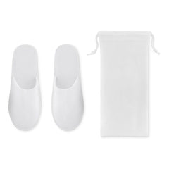 Premium Plush Fleece Closed Toe Indoor Slippers in Ind. Reusable Non-Woven Bags Unisex Sole size 11" White Packing