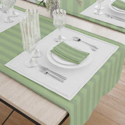 Table Cloth 63"x63"Fabric 6.4 oz. 100% Spun Filament Poly Milliken USA "Damask Stripe" color CELERY pattern