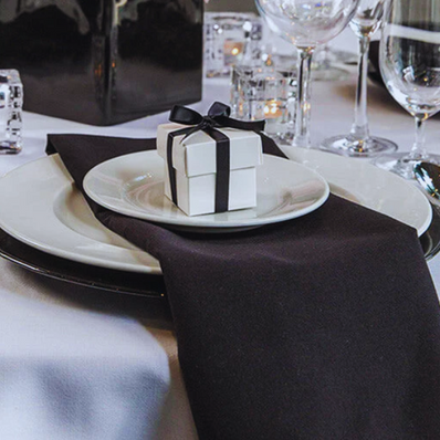 Table Cloth 90"x90" Fabric 7.1-oz. Spun Polyester Import Item "Harmony" color BLACK