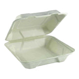 8" x 8" x 2.5" Compostable Sugarcane Clamshell