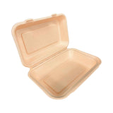 9" x 6" x 3" Compostable Sugarcane Clamshell