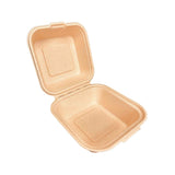 6" x 6" x 3" Compostable Sugarcane Clamshell