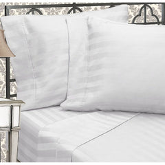 T-260 Premium Percale Plain Cotton-Poly Pillow Covers KING 21"x42" color: White 1cm Striped